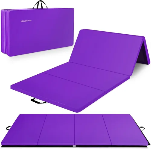 Vista 11 de BalanceFrom 10x4 Feet 4-Panel Folding Gymnastics Mat – 2-Inch Thick Pad with Vinyl Surface and Carrying Handles for Tumbling, Yoga, Pilates, Home