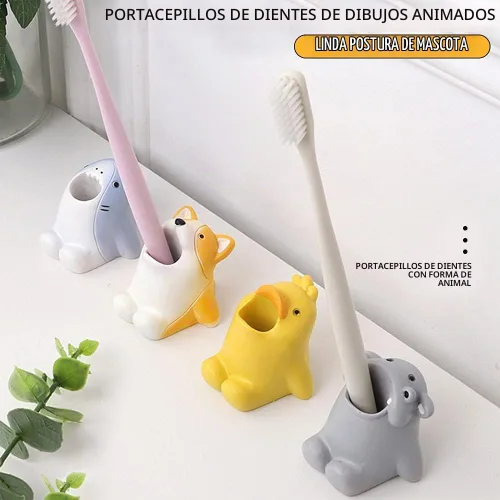 Vista 2 de Lindo soporte para cepillos de dientes de dibujos animados, divertido soporte para lápices de resina, soporte de cepillo de un solo diente de Perro
