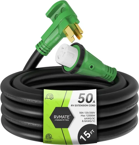 Vista 9 de RVMATE Cable de extensión de alimentación con cerradura para RV/generador de 50 amperios y 25 pies, mango de fácil enchufe, 14-50P a SS 2-50R
