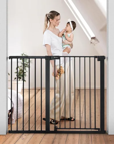 Vista 12 de COMOMY - Puerta de bebé de 76 cm de alto para escaleras y umbrales, se ajusta a aberturas de 75 cm a 103 cm de ancho, puerta para perros de cierre