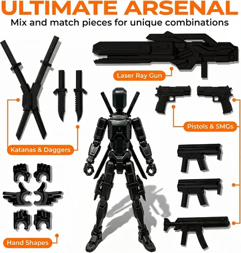 Vista 6 de Titan 13 Figuras de acción, robot simulado multiarticulado 13 figuras de acción 3 piezas