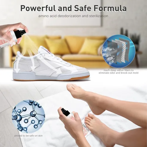 Vista 3 de Spray desodorante para zapatos, desodorante natural, eliminador de olores para pies, zapatos y bolsas de gimnasio, combate el olor y el olor
