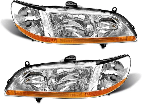 Vista 12 de Conjunto de faros delanteros Accord 2003 2004 2005 2006 2007 para Honda Accord 2003-2007 2/4dr lente transparente carcasa cromada con reflector