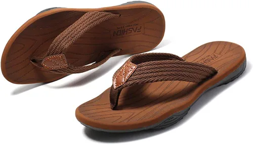 Vista 4 de Husmeu Sandalias de verano para hombre, sandalias de playa para hombre, antideslizantes, cómodas, con soporte de arco, sandalias de tanga, zapatos