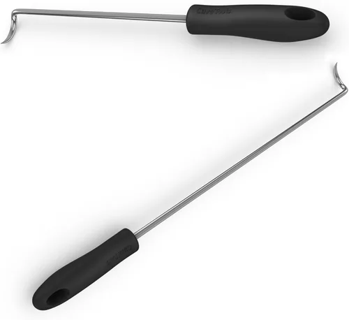 Vista 4 de Cave Tools Aleta de alimentos y gancho para carne para asar, girar verduras y carnes, parrilla de barbacoa y accesorios para ahumar, zurdo, 12