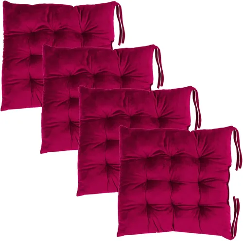 Vista 7 de Juego de 2 cojines para sillas de comedor con lazos, almohadilla antideslizante para silla de cocina para interior y tapete de asiento de comedor