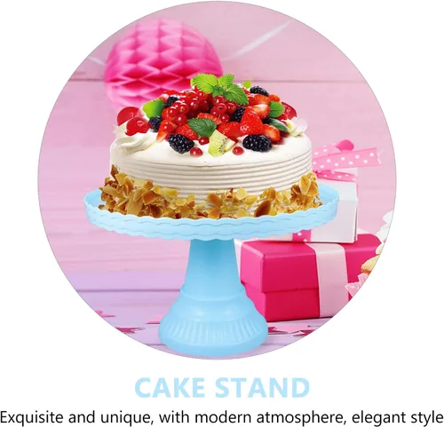 Vista 8 de PRETYZOOM Soporte de plástico para tartas con pies, redondo, soporte para cupcakes, cumpleaños, boda, elevado, para tartas, pasteles, macarrones