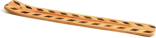 Vista 5 de Incense Garden Soporte de incienso de madera para palos de dos tonos de diamantes de madera lisa de 10 pulgadas de largo