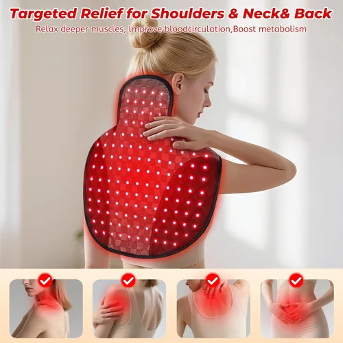 Vista 2 de Cholas Terapia de luz roja para cuerpo, terapia de luz roja infrarroja cercana 3 en 1 para hombro, cuello trasero, 660 nm y 850 nm, almohadilla