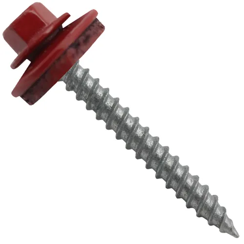 Vista 76 de 12 tornillos para techos de metal gris ABC de 1-1/2 pulgadas, cabezal de arandela hexagonal, arranque automático/roscado, arandela EPDM. 1 bolsa