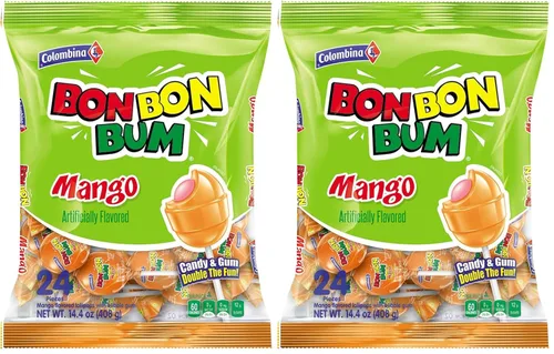 Vista 20 de Colombina Bon Bon Bum - Paletas de fresa, caramelos duros de frutas, paletas de fresa dulces envueltas individualmente, 24
