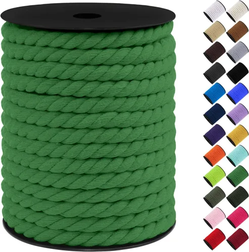 Vista 41 de Cordón de macramé de algodón, 0.315 in x 131 pies, hilo grueso para manualidades, cuerda trenzada de 3 hebras para colgar en la pared, ganchos
