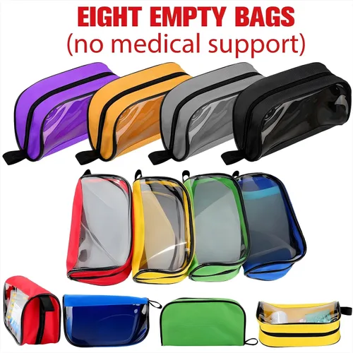 Vista 4 de Oudain 8 piezas Bolsa de primeros auxilios vacía 8 colores Bolsas de primeros auxilios portátiles Bolsa médica con cremallera y ventana transparente