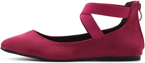 Vista 2 de Ollio Zapatos planos de ballet con correa elástica de gamuza sintética para mujer F167