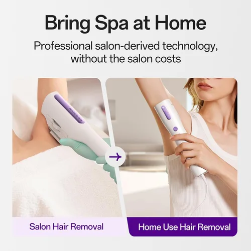 Vista 2 de Dispositivo de depilación láser para mujeres y hombres, IPL zafiro sin dolor con sistema de enfriamiento de hielo 40F, depilación segura y duradera