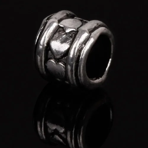 Vista 2 de RUBYCA 50 cuentas espaciadoras tibetanas en tono plateado para cilindro de pulsera