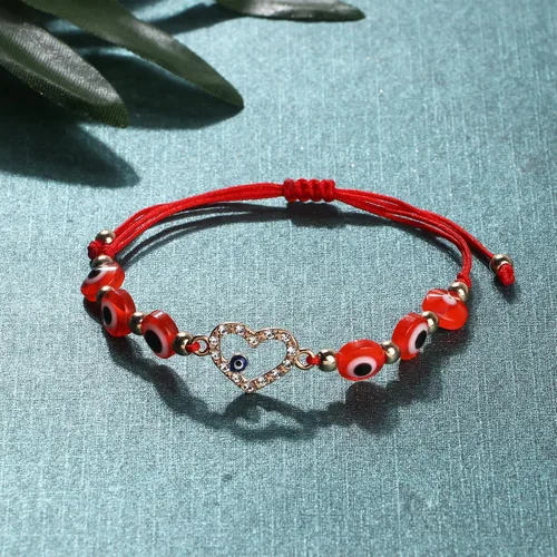 Vista 4 de Tacobear 12Pcs Evil Eye Bracelets Women Teen Girl Jewelry Gift Bulk Adjustable String Crystal Alloy Butterfly Heart Tortoise Handmade Braided