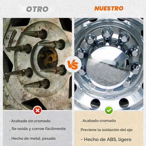Vista 2 de Youxmoto Cubierta de eje delantero estándar con tapa de rueda cromada de 33 mm para camión semi, plástico ABS cromado, ajuste universal, paquete de 2