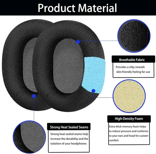 Vista 4 de Compatible con SteelSeries Arctis 7 - Almohadillas de repuesto para auriculares inalámbricos Arctis 3, 5, 7, 9, 1 y Pro