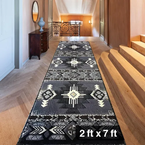 Vista 50 de YHSF South West - alfombra estilo nativo americano del suroeste C318 - fácil de limpiar, gruesa, suave, duradera, alfombra inspirada en tribus