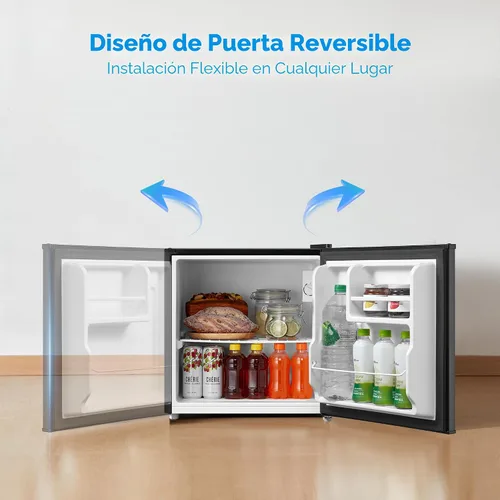 Vista 5 de Midea MERM17B0ABB - Mini refrigerador de 1.7 pies cúbicos, refrigerador compacto con termostato ajustable, puerta reversible, bajo nivel de ruido
