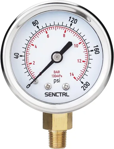 Vista 17 de SENCTRL - Medidor de presión de vacío de 30inHg, esfera de 2", NPT de 1/8, montaje inferior, estuche de acero inoxidable, resistente al agua