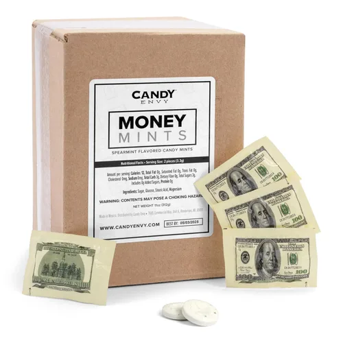 Vista 4 de Dinero Mentas – 100 Pack, 2 Mentas por pack – Sabor a hierbabuena, envuelta individualmente