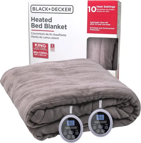 Vista 10 de BLACK+DECKER Manta térmica eléctrica, manta eléctrica de piel de oveja sintética, manta térmica con 4 niveles de calefacción, temporizador de 3
