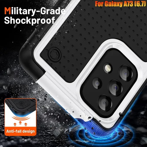 Vista 3 de Funda resistente para Samsung Galaxy A73 (5G) de 6.7 pulgadas, 4 esquinas con bolsas de aire [protección contra caídas de 12 pies], agarre