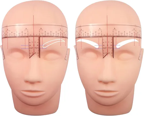 Vista 6 de 50 plantillas desechables de regla de cejas con forma de cejas para Microblading Maquillaje permanente tatuaje diseño de cejas regla de mapeo