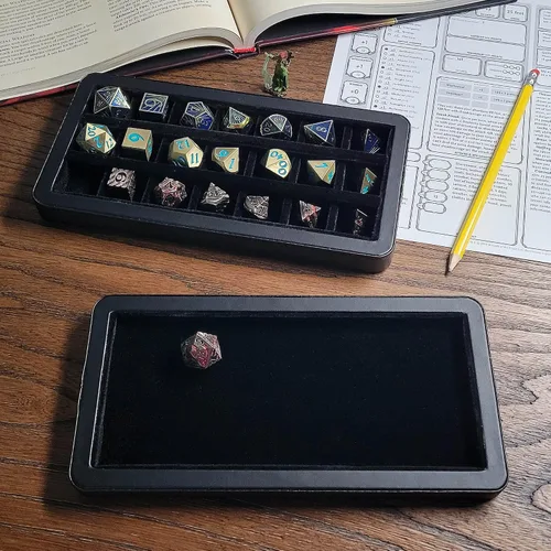 Vista 5 de Forged Dice Co. Reliquary - Estuche grande dividido para dados con bandeja de dados para juegos de dados poliédricos, 21 cámaras forradas