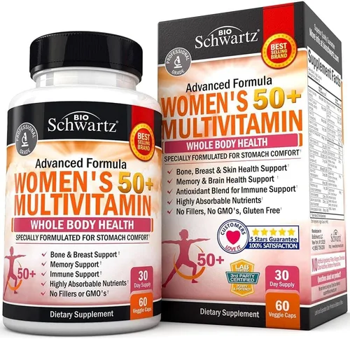 Vista 2 de BioSchwartz Suplemento probiótico para la menopausia para mujeres (suministro de 2 meses) más multivitamínico diario para mujeres de 50 años o más