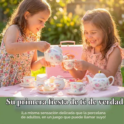 Vista 2 de Giggle & Honey® White Floral Tea Party Set for Little Girls