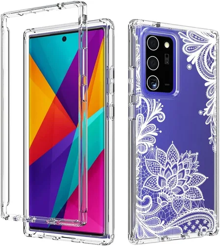 Vista 6 de Funda para Galaxy Note 20 Ultra 5G SM-N986U con protector de pantalla de vidrio templado, funda protectora de cuerpo completo con patrón de mandala