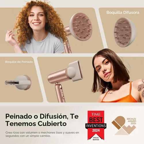 Vista 5 de Dreame Secador de pelo Pocket Pro, secador de pelo de viaje de doble voltaje con difusor, soplador de pelo iónico profesional de alta velocidad