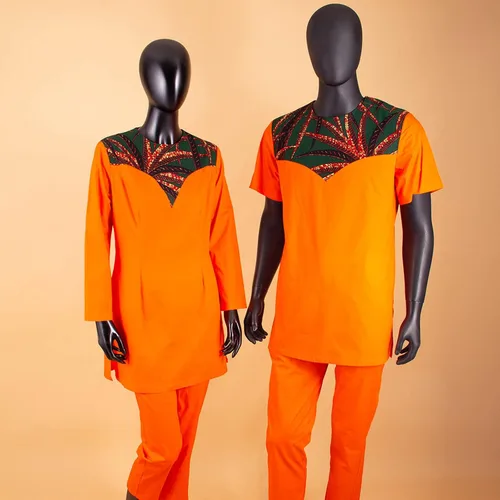 Vista 2 de Conjunto de camiseta y pantalones con estampado de Ankara para parejas africanas, para fiestas, banquetes, parejas, ropa para hombre