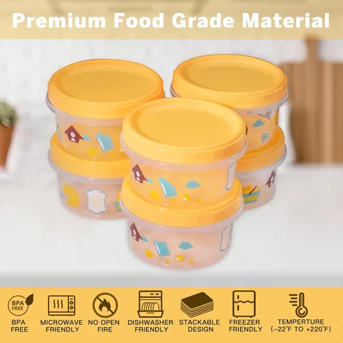 Vista 5 de Paquete de 6 recipientes de almacenamiento de alimentos, contenedor pequeño y apilable de 8 onzas con tapa, caja de preparación de comidas de Naranja