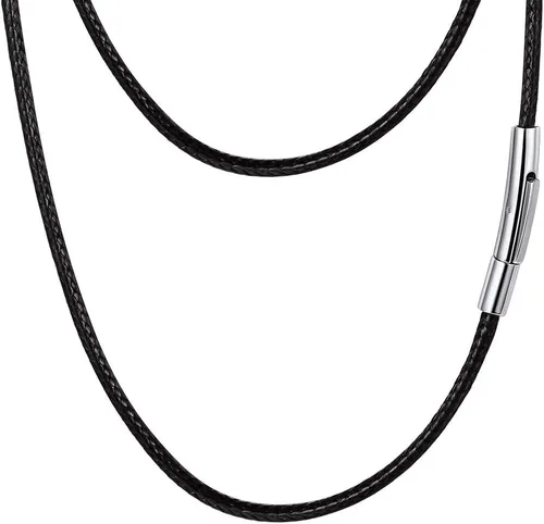 Vista 12 de PROSTEEL Collar de cuero impermeable para hombre, 0.079 in/0.118 in, 16 a 30 pulgadas, con cierre de acero inoxidable, cadena de bricolaje