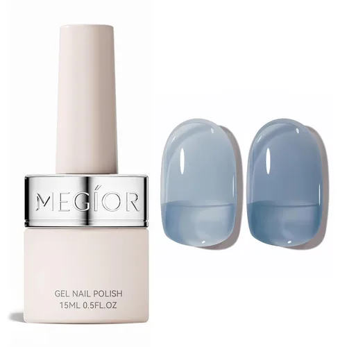 Vista 52 de MEGIOR Esmalte de uñas de gel libre de TPO, 0.5 onzas líquidas, base de gel transparente para remojar la lámpara de uñas LED, capa base de larga