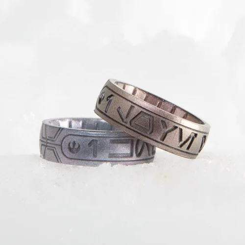 Vista 2 de Enso Rings Anillo de silicona de Star Wars - I Love You and I Know You - Diseño cómodo y flexible - Aurebesh