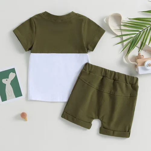 Vista 3 de Conjunto de camiseta de manga corta para bebé niño y niña, camiseta de manga corta, pantalones cortos casuales, ropa para recién nacidos, 6, 12, 18