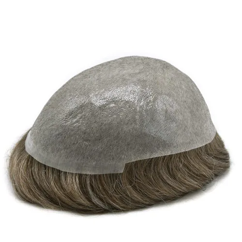 Vista 91 de 0.002 in ultra fina piel tupé Remy cabello humano piezas para hombres V-Looped sistema de pelo para hombre tupé pelo tupé para hombres protesis