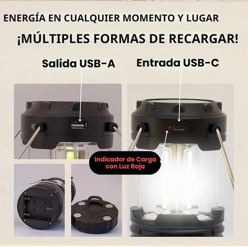 Vista 9 de Linterna de camping recargable, paquete de 2 – Linterna LED para campamento alimentada por batería, linterna solar impermeable para emergencias