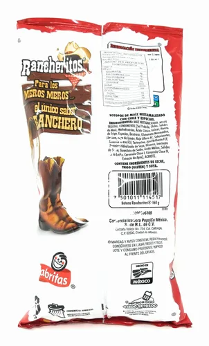 Vista 2 de Rancheritos - Paquete de 3 unidades (5.64 onzas) con clips para bolsa El Mero Mero Sabor Ranchero
