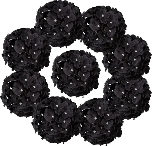 Vista 21 de Cabezales artificiales de hortensias de seda para decoración de bodas caseras, 10