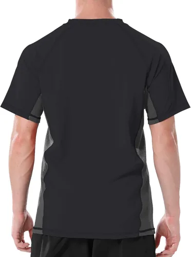 Vista 3 de VAYAGER Camiseta de natación para hombre con protección UPF 50 de manga corta de secado rápido