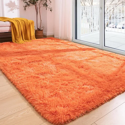 Vista 170 de Softlife Alfombra naranja para dormitorio, alfombra de felpa esponjosa para sala de estar para niñas, alfombra lanuda para niños, alfombra suave