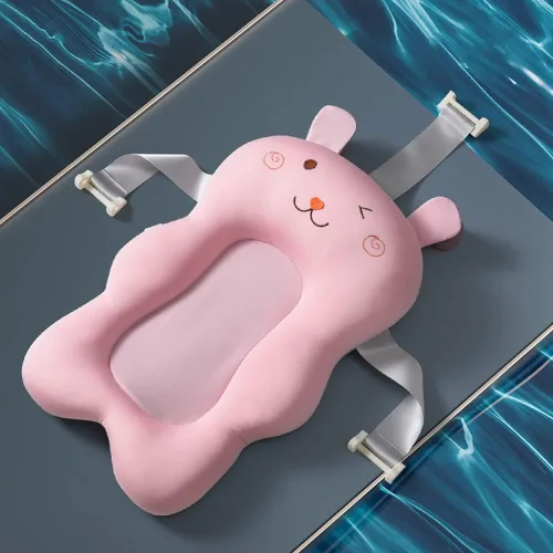 Vista 2 de Cojín de baño para bebé, cojín flotante para asiento de bañera de dibujos animados, alfombrilla de malla 3D para recién nacidos, almohadillas