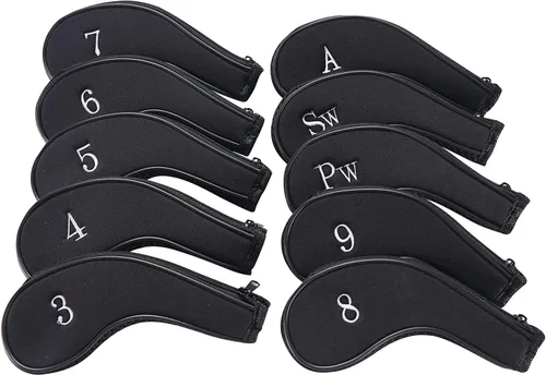 Vista 5 de Neopreno Cremallera Golf Club Hierro Cabeza Cubiertas Hierro Cubiertas 10pcs/Set Iron Covers, Multiple Colors for Option, Neoprene