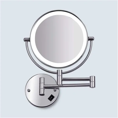 Vista 2 de Wall-Mounted Makeup Mirror LED Lighted Makeup Mirror Wall Mount 8 Inches 5X Magnified Double-Sided Vanity Mirror with Lights